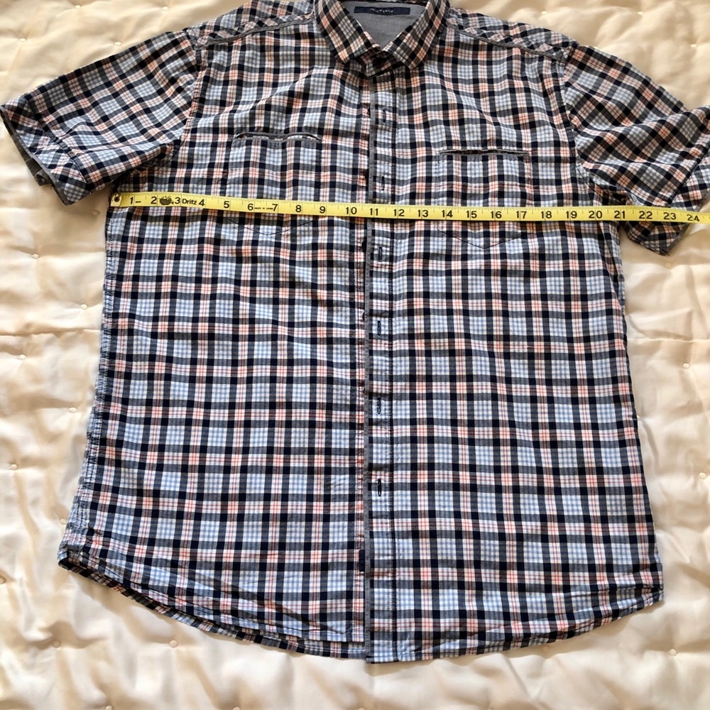 7 Diamonds Men’s Red White and Blue Cotton Short Sleeve Shirt SZ L - Picture 8 of 9